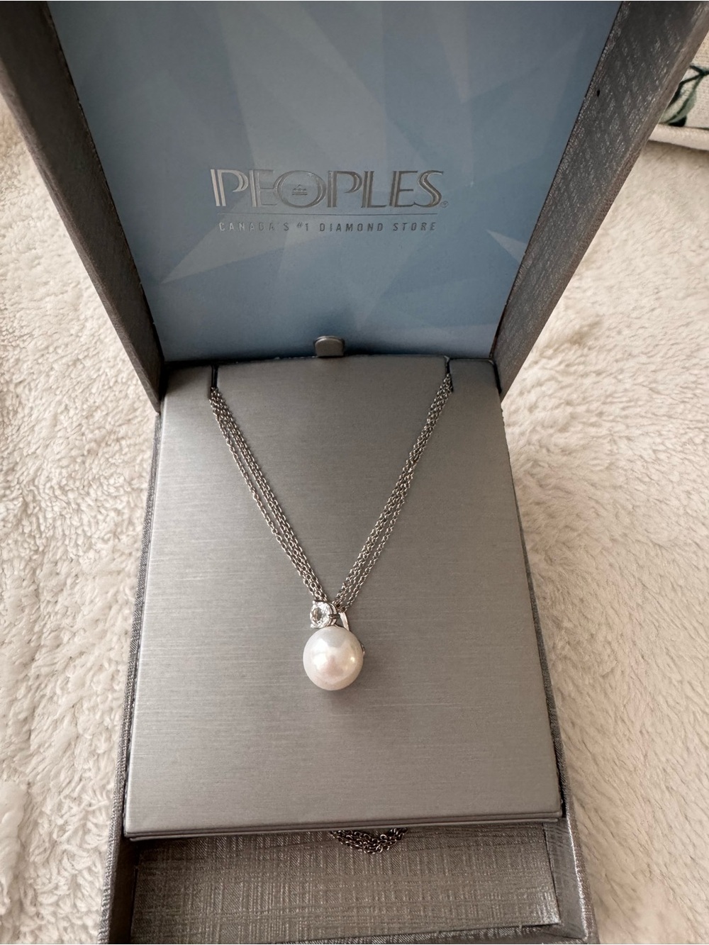 Peoples Silver Multi-Chain Pearl Pendant Necklace - White Pearl
